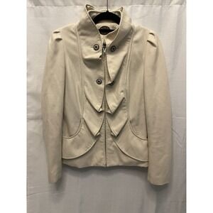 Idra Cream Wool Zip Jacket Sz 6 Cottage Core Modern Anthropology Art To Wear